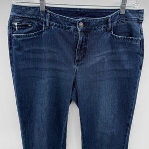 Chico's So Slimming Straight Leg Jeans Dark Wash Size‎ 12 Large Stretch Denim